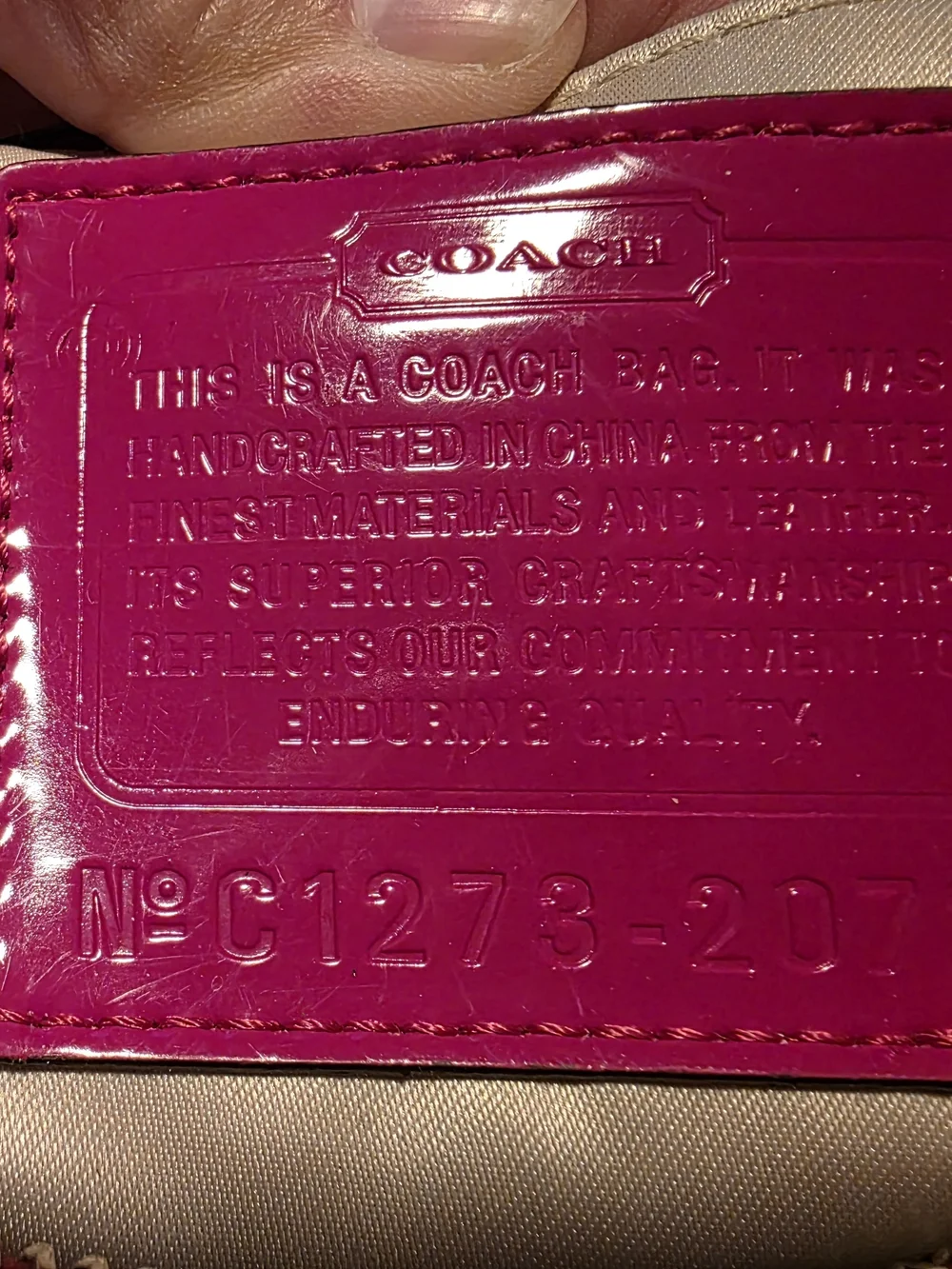 COACH Fuchsia Quilted Patent Satchel Handbag - Picture 3 of 12